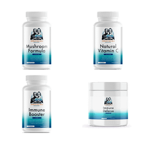 Immuvincible Bundle 1, 1 x Immune Defense, 1 x Immune Booster, 1 x Natural Vitamin C, 1 x Mushroom Formula