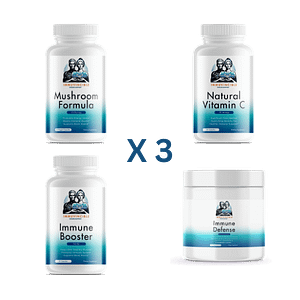 Immuvincible Bundle 3, 3 x Immune Defense, 3 x Immune Booster, 3 x Natural Vitamin C, 3 x Mushroom Formula