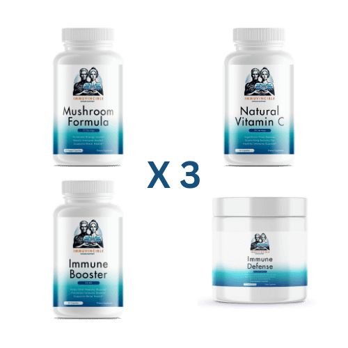 Immuvincible Bundle 3, 3 x Immune Defense, 3 x Immune Booster, 3 x Natural Vitamin C, 3 x Mushroom Formula